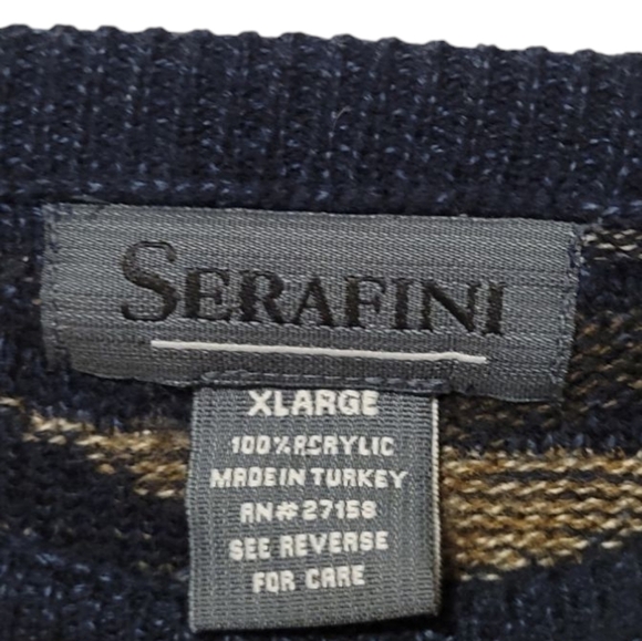 Vintage Serafini 3d Knit Grandpa Dad Crew Sweater y2k 90s Men's Sweater Size XL - Picture 3 of 8